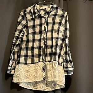 Navy blue and white button up shirt from Style and Co.